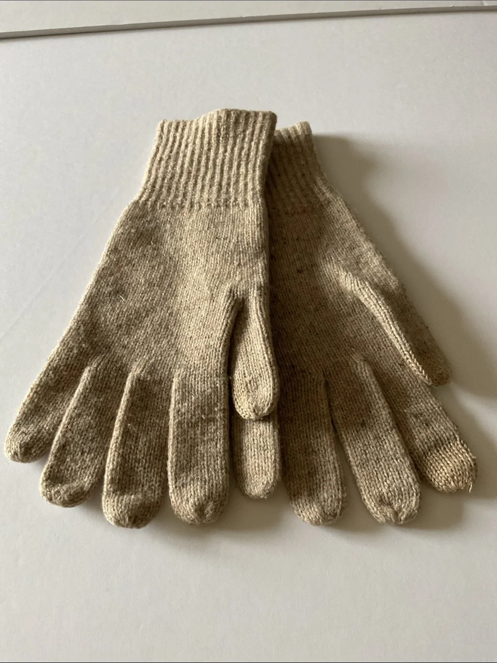 MADEWELL WOMENS MERINO WOOL KNIT GLOVES BEIGE HEATHER MARL NWOT